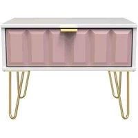 Welcome Furniture Ready Assembled Cuba 1 Drawer Midi Chest With Legs - Kobe Pink and White