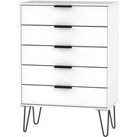 Ready Assembled Hirato 5 Drawer Chest - White Matt