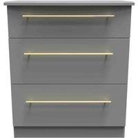 Ready Assembled Waltham 3 Drawer Deep Chest - Dust Grey