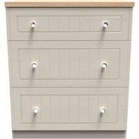 Welcome Furniture Ready Assembled Wilcox 3 Drawer Deep Chest - Kashmir Ash and Oak