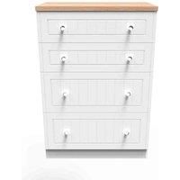 Ready Assembled Wilcox 4 Drawer Deep Chest - Porcelain Ash and Oak