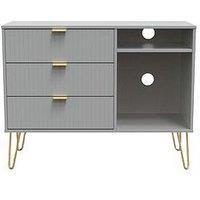 Welcome Furniture Ready Assembled Linear 3 Drawer Tv Unit In Dusk Grey