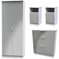 Swift Adair Ready Assembled 4 Piece Set - 2X Bedside, Chest Of Drawers & Wardrobe