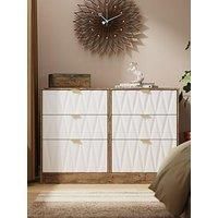 Welcome Furniture Ready Assembled Las Vegas 6 Drawer Midi Chest In White Matt & Vintage Oak