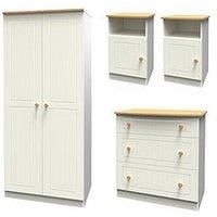 Welcome Furniture Ready Assembled Nashville 3 Drawer Deep Chest In White Matt & Vintage Oak