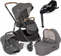 Versatrax Trio On The Go Encore Bundle (Versatrax Pushchair, Ramble Xl Carry Cot, I-Snug 2 Infant Carrier - Shell Grey & I-Base Encore) (New)