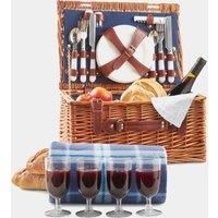 VonShef 4 Person Traditional Picnic Hamper Wicker Willow Basket Blanket