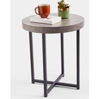 VonHaus Concrete-Look Round Side End Table – Modern Lightweight Metal-Effect Furniture – for Bedside/Hallway/Living Room