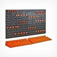 52 Piece Pegboard Shelf Tool Organiser Garage Wall Mount Tool Rack 3-Tier Shelf