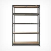 VonHaus 5 Tier Garage Shelving - Extra Wide Metal Racking, Steel & MDF Shelves