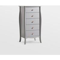 Beautify Grey 5 Drawer Narrow Chest of Drawers Vintage Style Rose Gold Handles