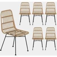 Dining Chairs Set of 6 | Rattan Kitchen Chairs 6 Set | Boho Style | VonHaus