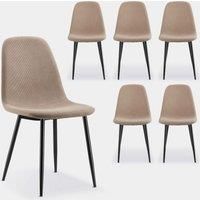 Dining Chairs Set of 2, 4 or 6, Beige Kitchen Chairs with Black Legs, VonHaus