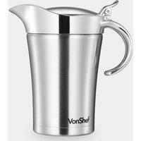 VonShef Gravy Boat with Lid, Stainless Steel Gravy Jug, Double Wall Insulated Thermal Jug, Easy Clean Serving Jug for Gravy, Custard & Cream (750ml)