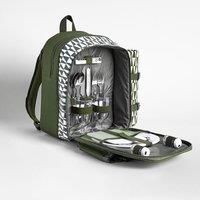 VonShef 2 Person Picnic Backpack With Insulated Cooler Bag Cutlery Set -  Green