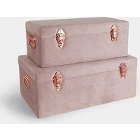 Beautify Storage Trunks Set of 2 Chests Velvet Pink Rose Gold Case Box Organiser