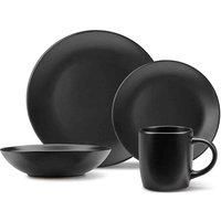 VonShef 12pc Matte Black Dinner Set, Black Dinnerware set of 12