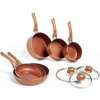 VonShef Copper Effect Pan Set - 5 Pc Suitable For All Hob Types - Induction Safe