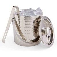 Ice Bucket with Tongs - VonShef 2L Silver Hammered Stainless Steel Ice Bucket