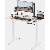 VonHaus Electric Standing Desk, Height Adjustable Sit Stand Desk w/Anti-Collision & Height Preset Technology, Cable Management & USB-C Charging for Home Working, 100x60cm, White Desktop & Frame