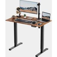 VonHaus Electric Standing Desk, Height Adjustable Sit Stand Desk w/Anti-Collision & Height Preset Technology, Cable Management & USB-C Charging for Home Working, 100x60cm, Rustic Desktop & Black Frame