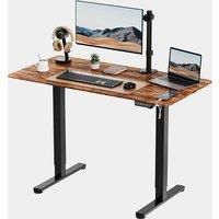 VonHaus Electric Standing Desk, Height Adjustable Sit Stand Desk w/Anti-Collision & Height Preset Technology, Cable Management & USB-C Charging for Home Working, 120x60cm, Rustic Desktop & Black Frame