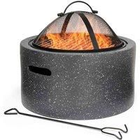 VonHaus Fire Pit, 2 in 1 Firepit with BBQ Cooking Grill for Garden & Patio