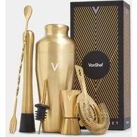 Parisian Cocktail Shaker Set, VonShef 6Pc Brushed Bartender Kit in Gift Box