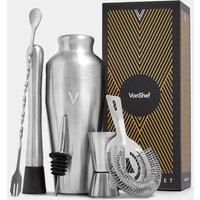 VonShef Cocktail Shaker Set, Silver 6pc Set with 550ml Parisian Cocktail Shaker, Professional Bartender Set for Home Bar, Including Strainer, Muddler, Jigger & Other Bar Accessories, Gift Box Included