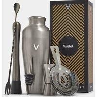 VonShef Cocktail Shaker Set, Graphite 6pc Set with 550ml Parisian Cocktail Shaker, Professional Bartender Set for Home Bar, Including Strainer, Muddler, Jigger & Other Bar Accessories inside Gift Box