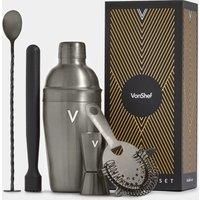 VonShef Cocktail Shaker Set, Graphite 5pc Set with 550ml Manhattan Cocktail Shaker, Professional Bartender Set for Home Bar, Including Strainer, Muddler & Other Bar Accessories, Gift Box Included