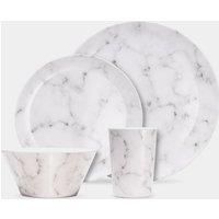 16Pc Melamine Dinnerware Set, Marble Print Dishwasher Safe Tableware, VonShef