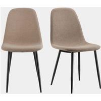 VonHaus Dining Chairs Set of 2 - Beige Kitchen Chairs with Black Metal Legs - Upholstered Cord Effect Pair of Chairs for Dining Room & Kitchen - Dinner Table Chairs 2 Set - Cavell