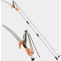 VonHaus Telescopic Tree Pruner & Lopper 2 in 1 – Long Reach 3.3m Cutter, Retractable & Extendable Pole Saw for Branches – Lightweight Aluminium Pole, Steel Blade