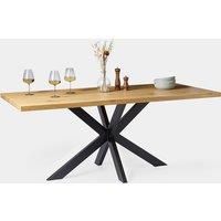 6 Seater Dining Table, Light Wood Effect & Black Statement Legs - VonHaus