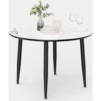 4 Seater Dining Table, Marble Top Effect Round Kitchen Table  - VonHaus