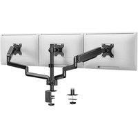 VonHaus Aluminium Full Motion Triple Monitor Mount for 13-32” Screens - Gas Assisted Three Arm Desk Bracket with Clamp - 180° Tilt, 360° Rotation & 360° Swivel Arms - VESA: 75x75mm, 100x100mm