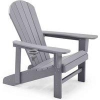 Grey Adirondack Chair, Waterproof Outdoor Garden Chair with Armrests - VonHaus