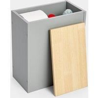 VonHaus Bathroom Storage Box – Grey Bathroom Box w/ Solid Rubberwood Lid - Toilet Roll Storage Box - Bathroom Tidy Box - Slim & Compact Organiser Box for Toilet Paper & Cleaning Products - Shrewsbury