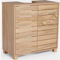 Under Sink Bathroom Cabinet, Oak Wood Effect Bathroom Sink Cupboard - VonHaus