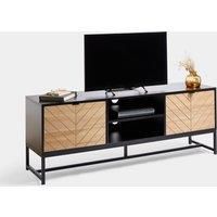 Dark Wood Dalton TV Unit - Classic Modern TV Stand Cabinet with 2 Doors