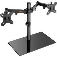 Dual Monitor Stand for 13-27" Screens, Adjustable Mount with Glass Base