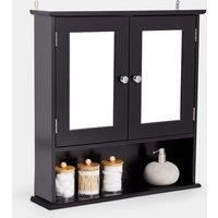 VonHaus Bathroom Cabinet w Mirror | Wall Mounted Black Medicine Storage Cupboard