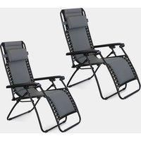 VonHaus Set of 2 Zero Gravity Chairs, Heavy Duty Textoline Loungers