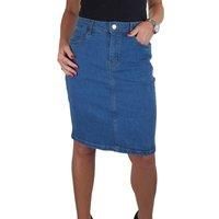 Paulo Due Women/'s Knee Length Stretch Denim Skirt Ladies Pencil Jeans Skirt Smooth Mid Blue 10-22 (22)