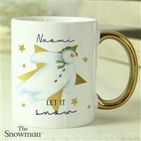 The Personalised Memento Company Personalised The Snowman Let It Snow Gold Handed Mug