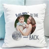 Personalised Message Moon And Back Photo Cushion