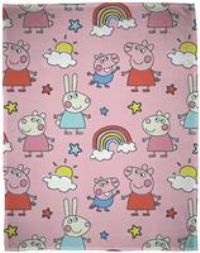 Character World Official Peppa Pig Licensed Fleece Blanket | Super Soft Warm Playful Pink Design | Perfect for Home, Bedroom, Sleepovers & Camping 100 x 150cm