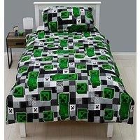 Character World Minecraft Official Single Duvet Cover Set | Block Check Gaming Design Reversible 2 Sided Bedding Including Matching Pillow Case | Single Bed Set