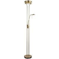 Mother & Child Floor Lamp Antique Brass 1.8m Twin Light Dimmer Flexible Reading